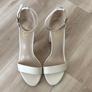Sam Edelman Cream Ankle Strap Heels